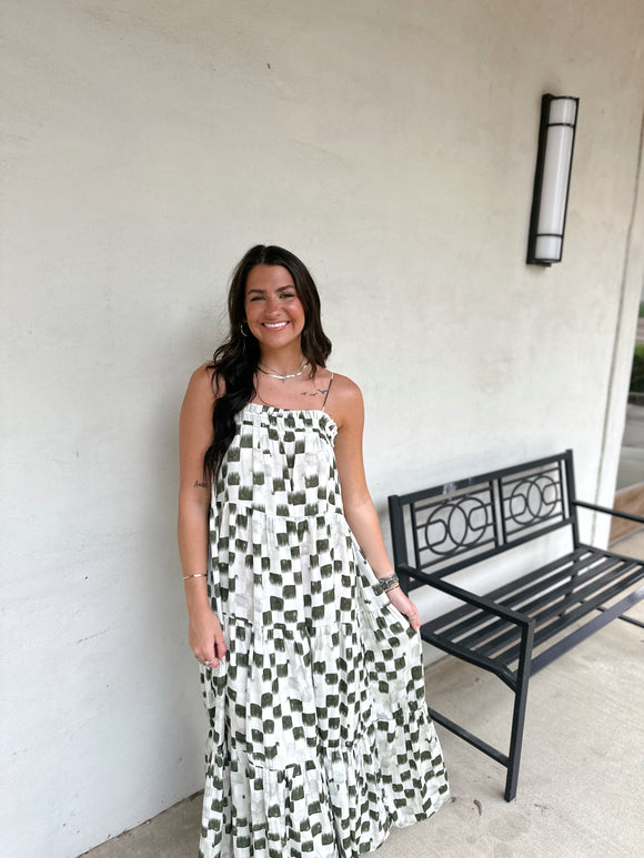 Green Checkered Maxi Dress Jillian's Boutique Green Checkered Maxi Dress Jillian's Boutique