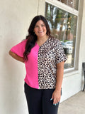 Leopard Color Block Top