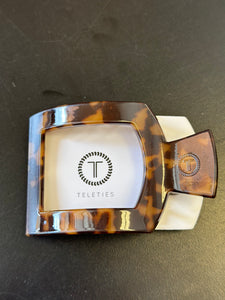 Square Flat Teletie Clip- Tortise Medium