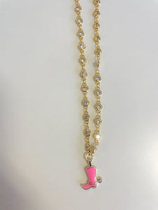 Pink Boot Necklace