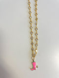 Pink Boot Necklace