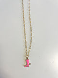 Pink Boot Necklace