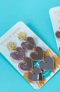 Rose Gold Triple Heart Drops
