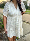 Cream Stripe Tier Dress