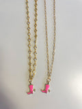Pink Boot Necklace