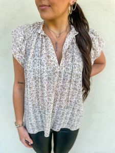 Printed Ruffle Blouse